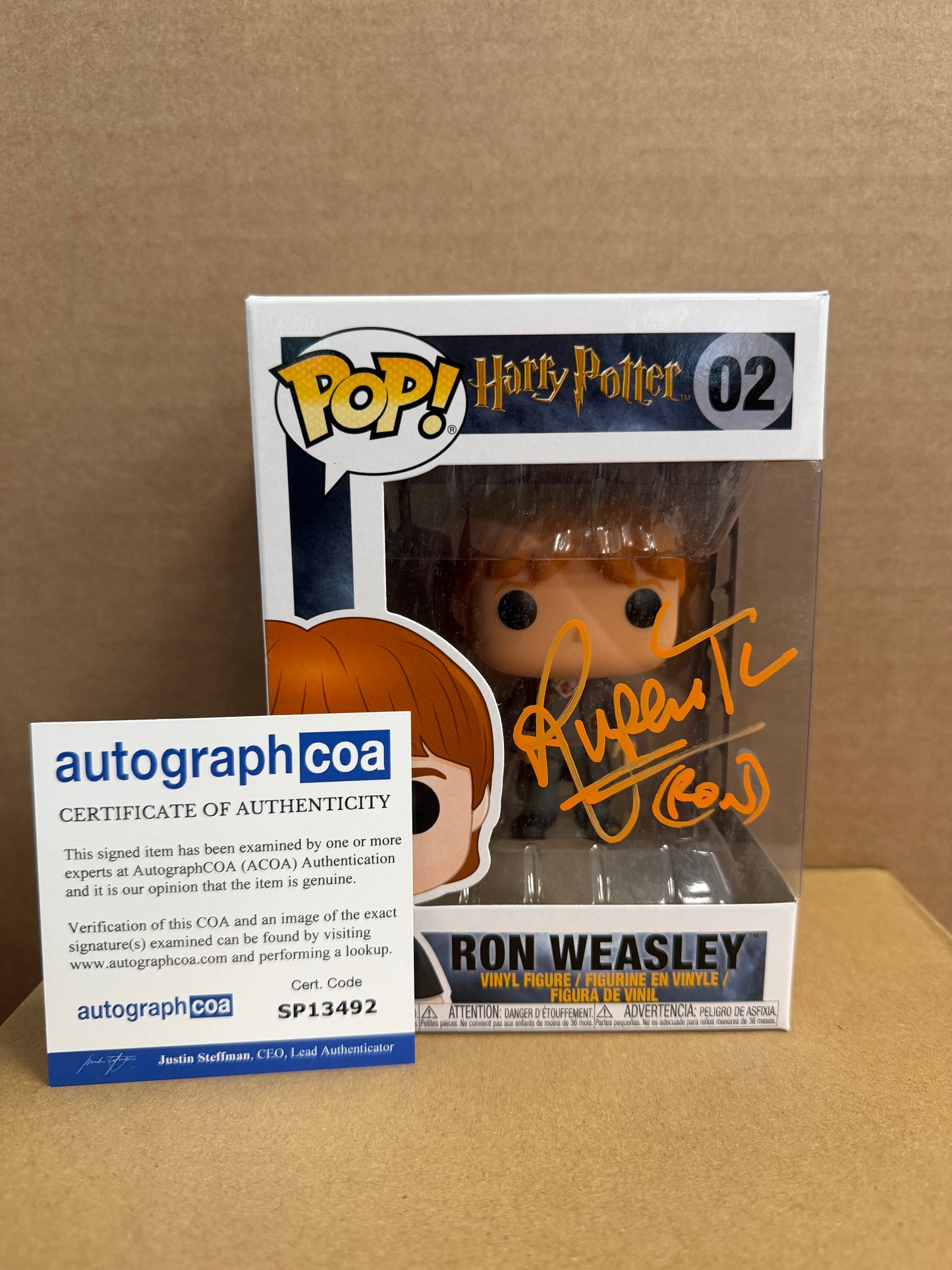 Funko Pop! Harry Potter Ron Weasley Signed Rupert Grint #02 WS COA
