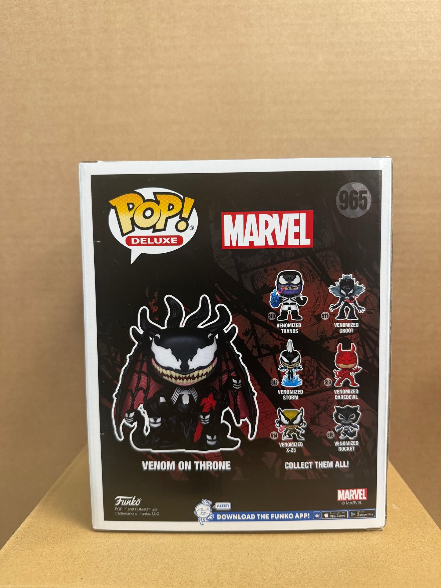 Funko Pop! Marvel Venom On Throne #965 Glow Pop In A Box Exclusive