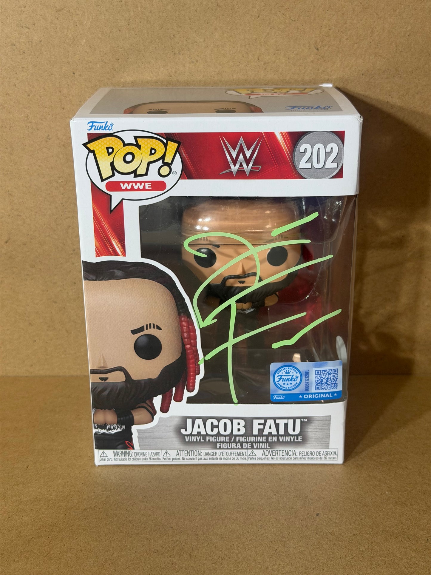 Funko Pop! WWE Jacob Fatu Signed COA #202 Free Protector