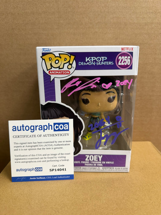 Funko Pop! Animation Kpop Demon Hunters Zoey Dual Signed Rei Ami & Ji-Young Yoo