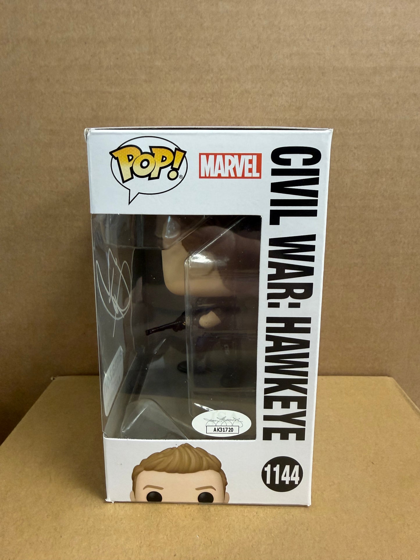 Funko Pop! Marvel Civil War Hawkeye Signed Jeremy Renner COA #1144