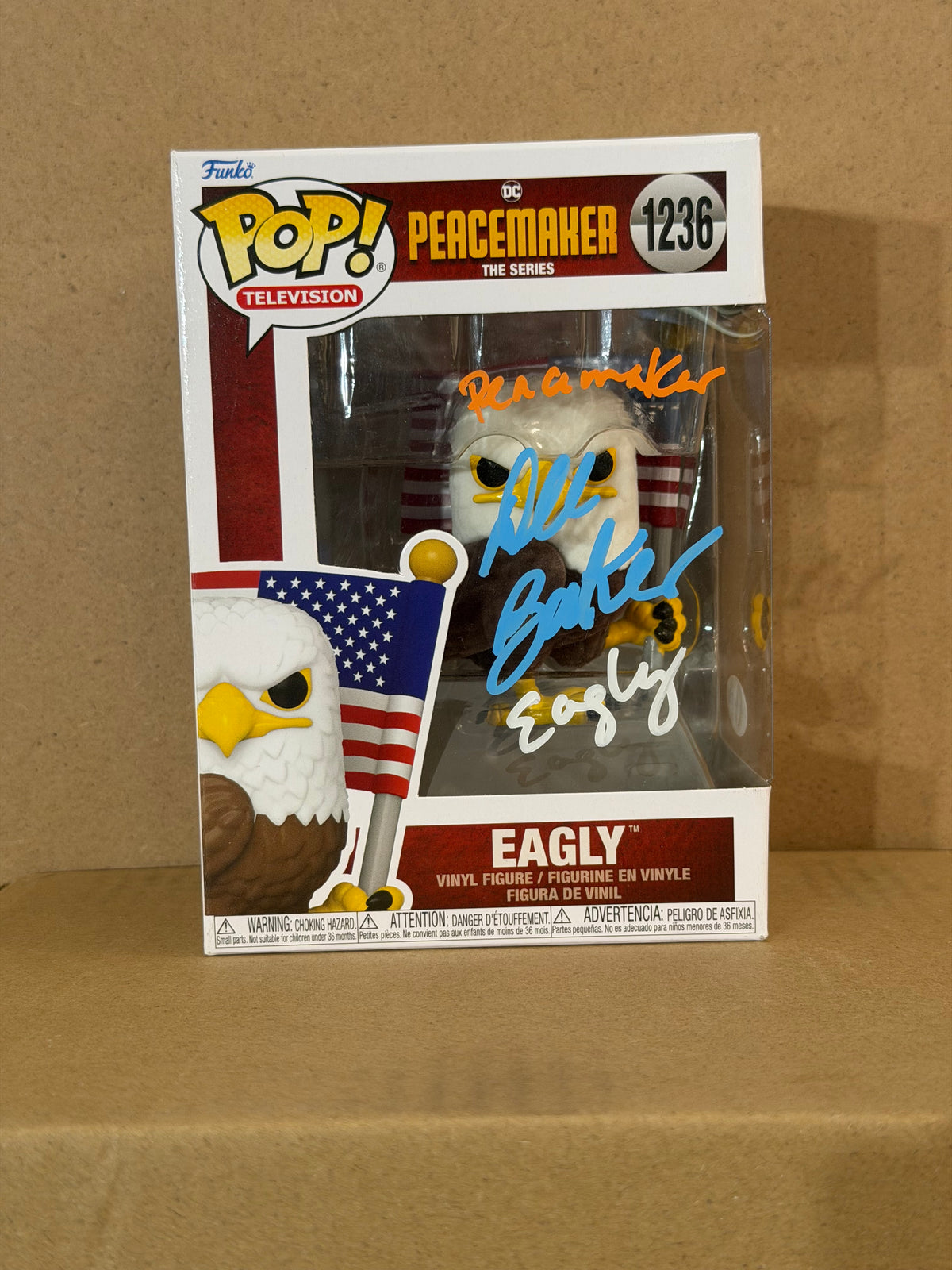 Funko Pop! Television Peacemaker Eagly Signed Dee Baker COA #1236