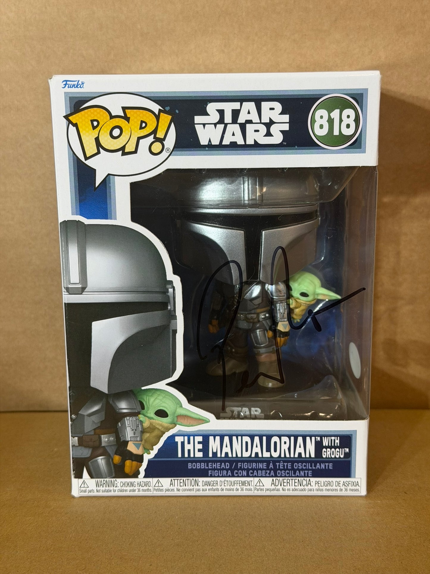 Funko Pop! Star Wars The Mandalorian With Grogu Signed Pedro Pascal #818