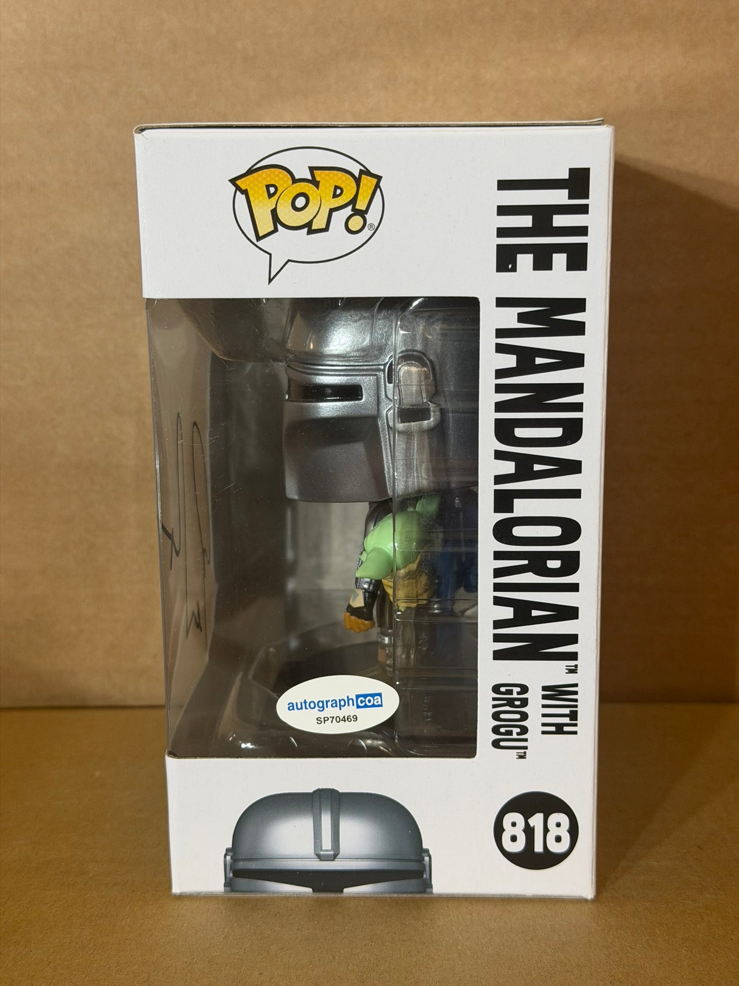 Funko Pop! Star Wars The Mandalorian With Grogu Signed Pedro Pascal #818