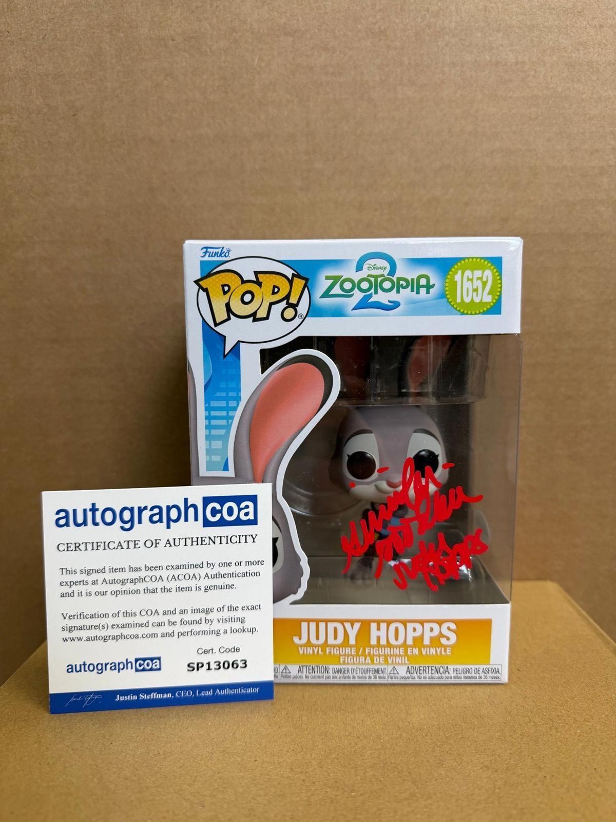 Funko Pop! Movies Judy Hopps #1652 Signed Ginnifer Goodwin WS