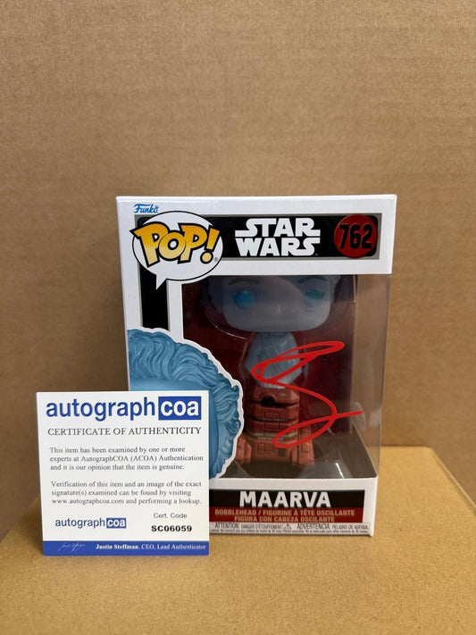 Funko Pop! Star Wars Maarva Signed Fiona Shaw COA #762 WS