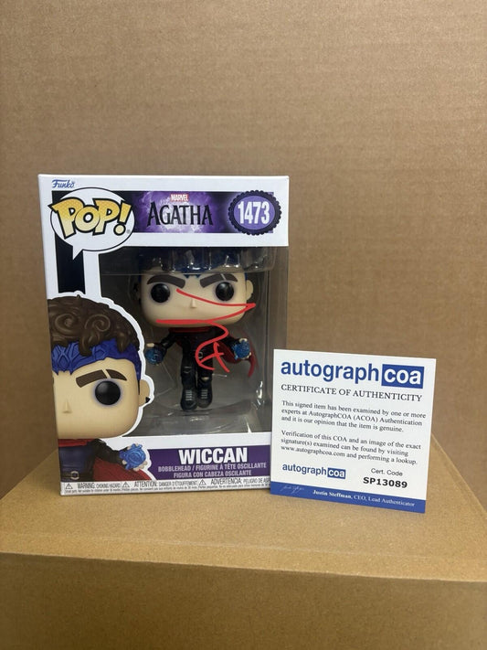 Funko pop! Marvel Wiccan #1473 Signed Joe Locke | WS | ACOA | Free Protector